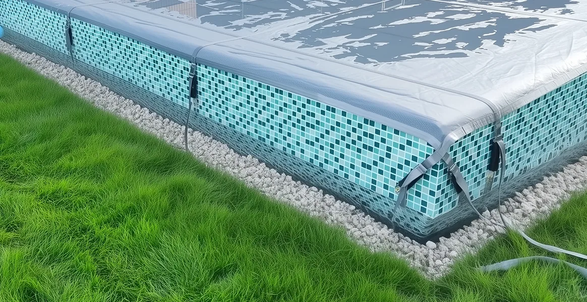 Покрывало для бассейна под снегом — защита зимой в Армавире